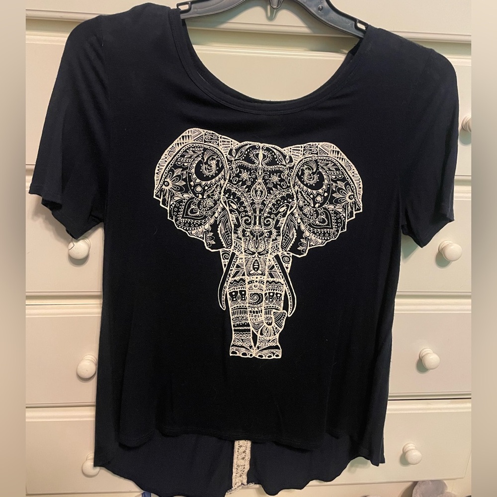 Deep Blue Elephant Graphic Girl’s Top
